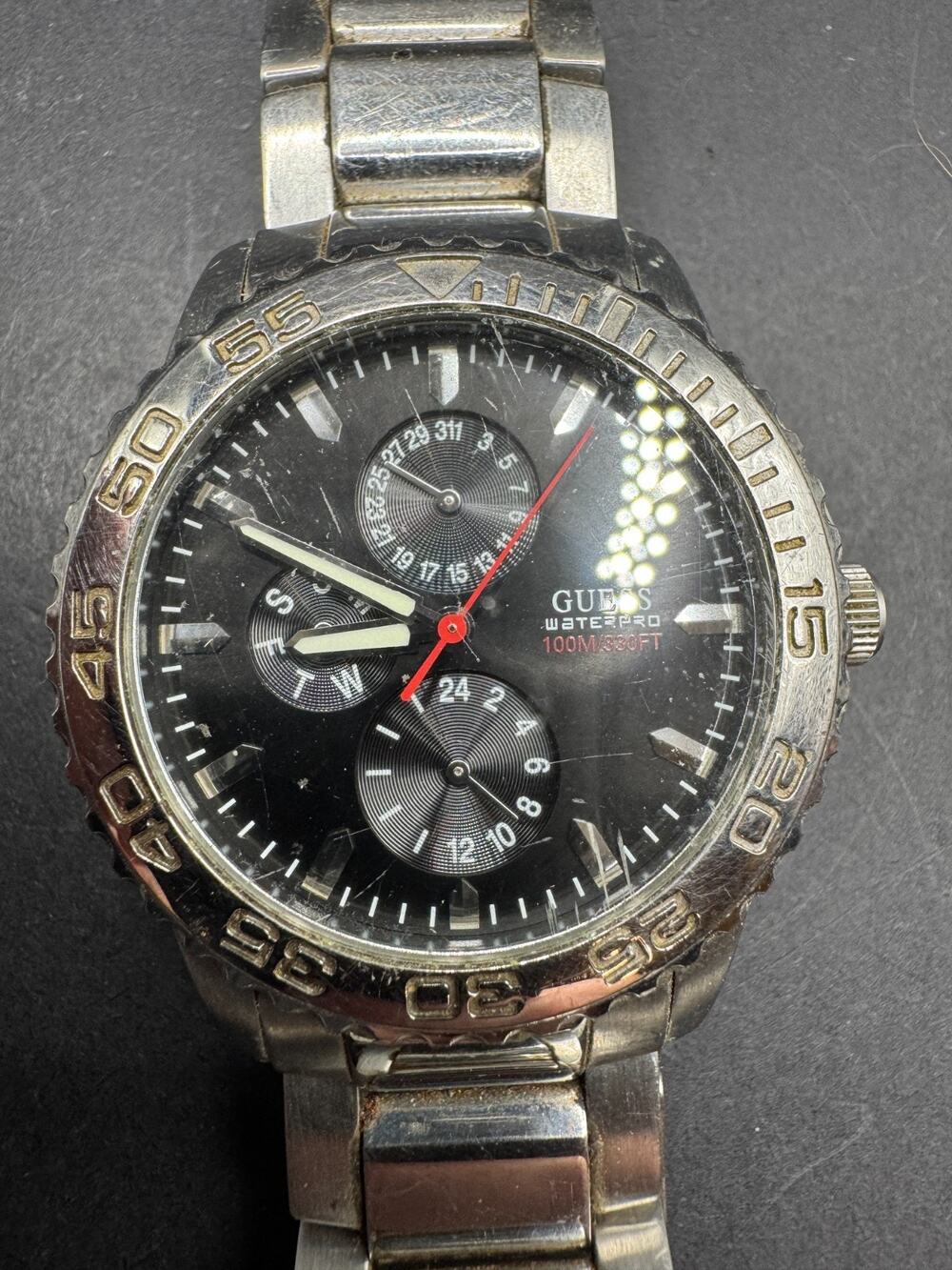 Guess Waterpro Men's Watch G95377G Black Dial Stainless Steel 41.4mm 100M WR